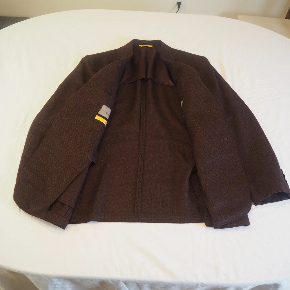 Canali Kei Sports Coat 40R Rust Brown Birdseye Tweed Blazer Wool Cashmere Blend